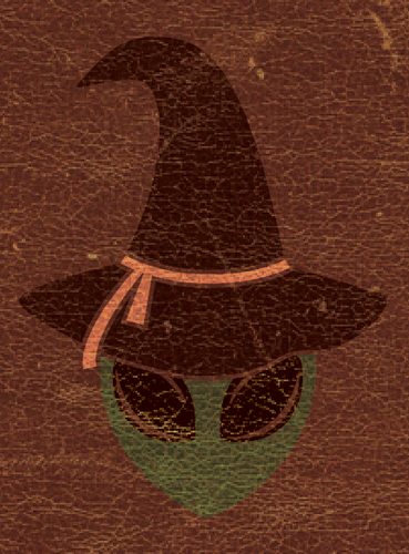 Subto alien mark wearing a witch hat, from the book's back cover